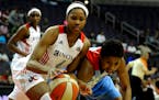 Mystics guard Tayler Hill, left, is a former Minneapolis South standout. She is averaging 7.7 points as the team's top reserve.