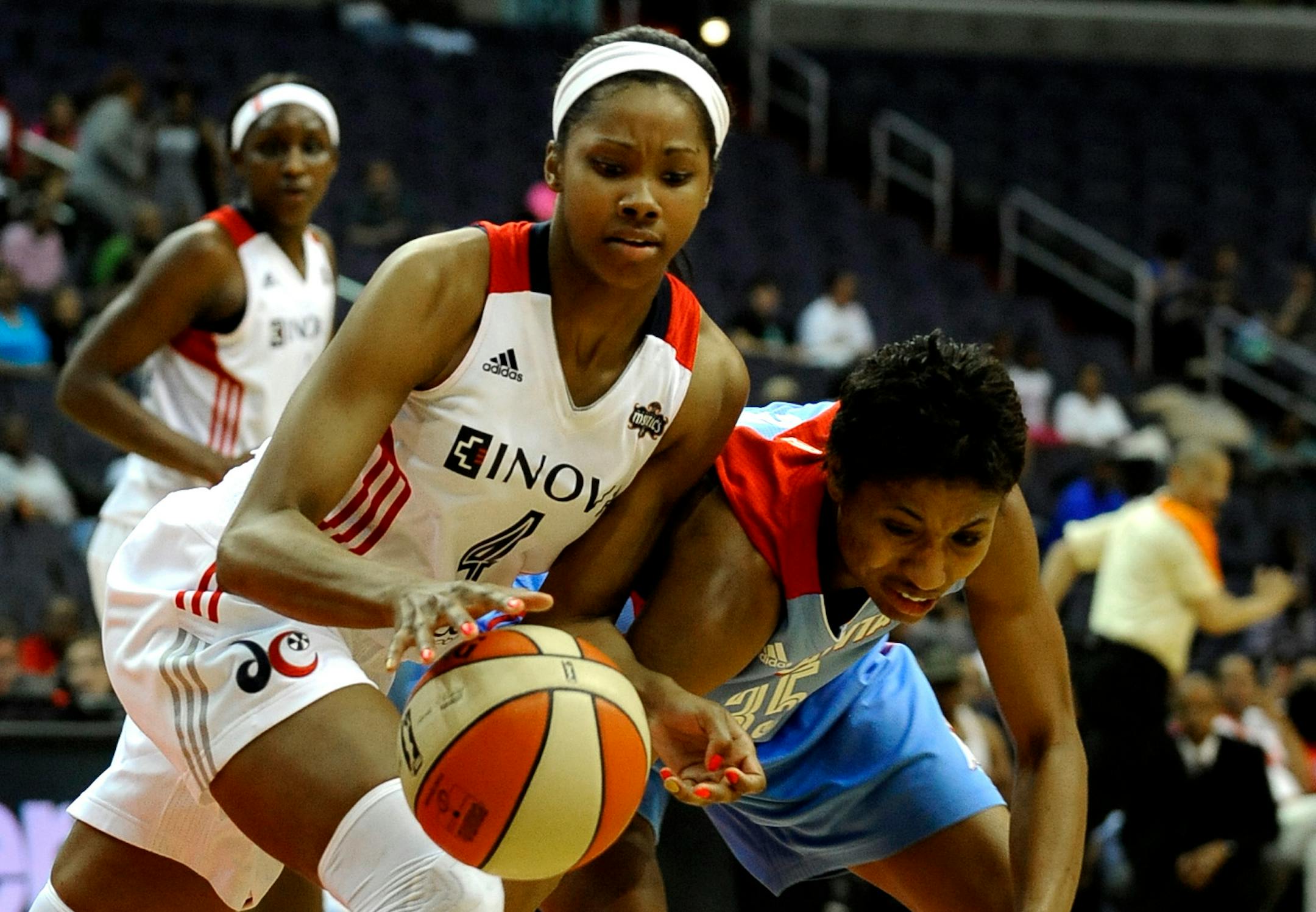 Mystics guard Tayler Hill, left, is a former Minneapolis South standout. She is averaging 7.7 points as the team's top reserve.