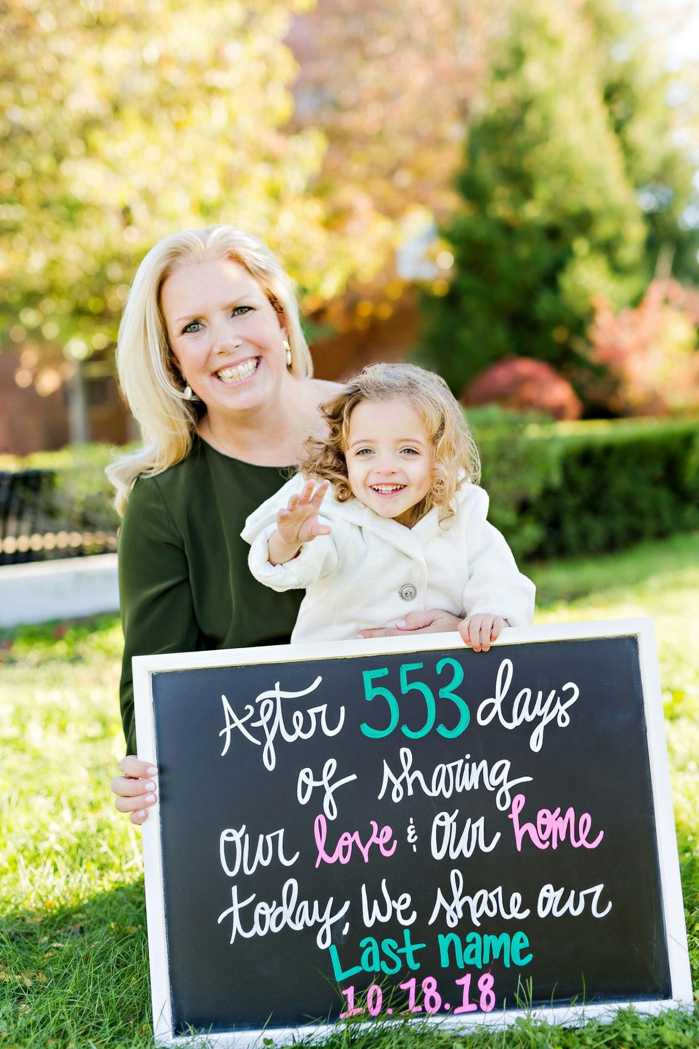 Liz and Gisele Smith celebrate the day the adoption was made official.