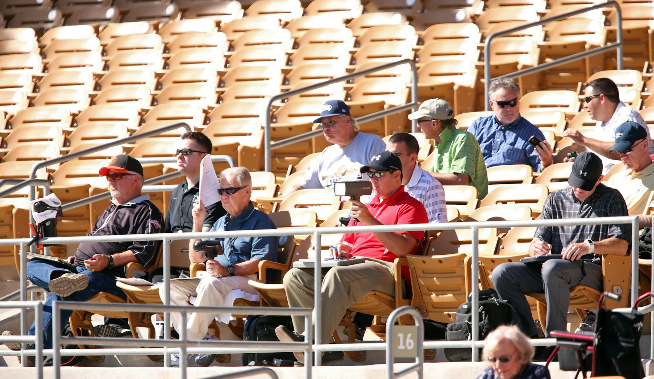 10/30/2013 - Empty stands with mostly scouts filling the seats. Arizona Fall League - Glendale Desert Dogs playing at Camelback Ranch in Phoenix, AZ Photo By Dave Cruz
