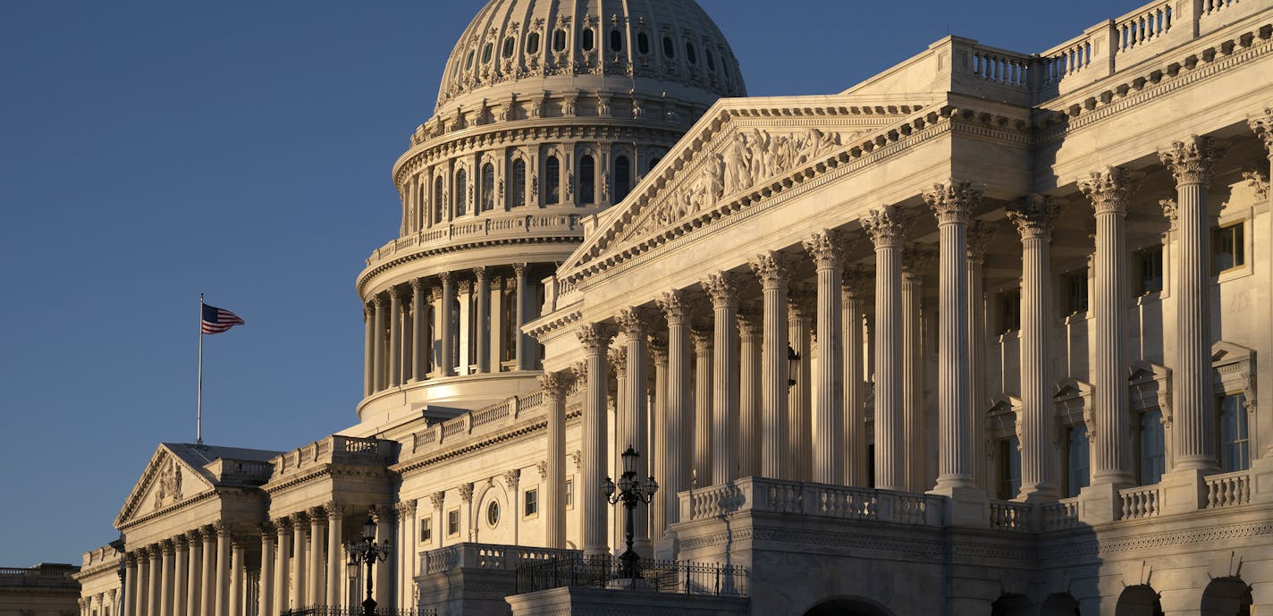 FILE- This Feb. 25, 2019, file photo shows the Capitol in Washington. On Tuesday, March 5, the Treasury Department releases federal budget data for January. (AP Photo/J. Scott Applewhite, File)