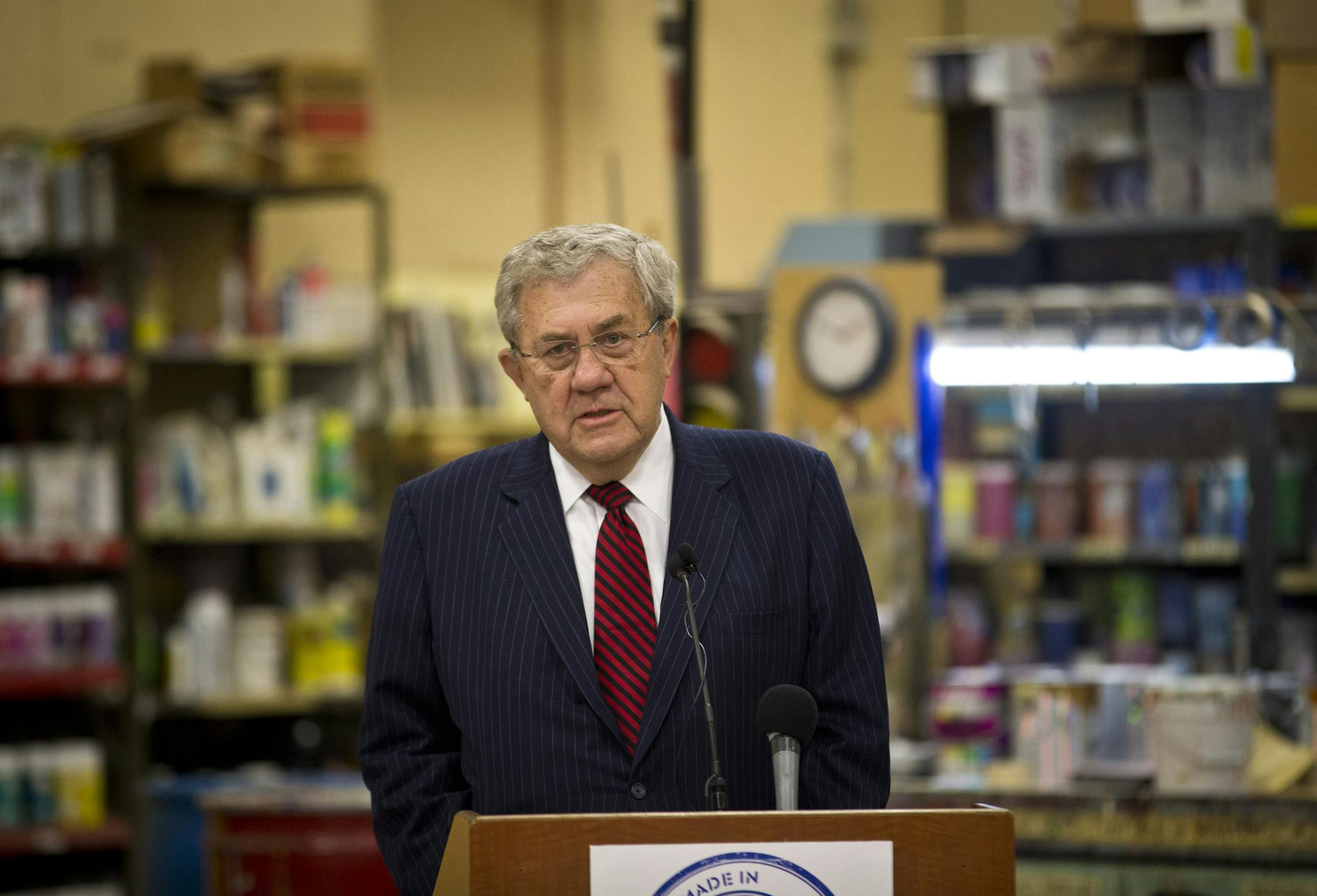 VEE Corporation president Vincent E. Egan spoke on Tuesday, October 22, 2013, in Minneapolis, Minn. at a press conference in which DEED Commissioner Katie Sieben honored Manufacturers Week by unveiling a new Made In Minnesota Directory. ] RENEE JONES SCHNEIDER &#x2022; reneejones@startribune.com