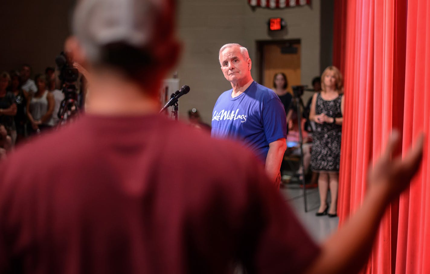 Governor Dayton listened as residents spoke about how the walleye crisis is effecting their lives and businesses. ] GLEN STUBBE * gstubbe@startribune.com Friday, July 31, 2015 In a town hall meeting in Isle, MN to discuss the walleye crisis on Lake Mille Lacs, Governor Dayton announced that Melanie Benjamin, chief executive of the Mille Lacs Band of Ojibwe, agreed her tribe would halt the netting of walleye next year.