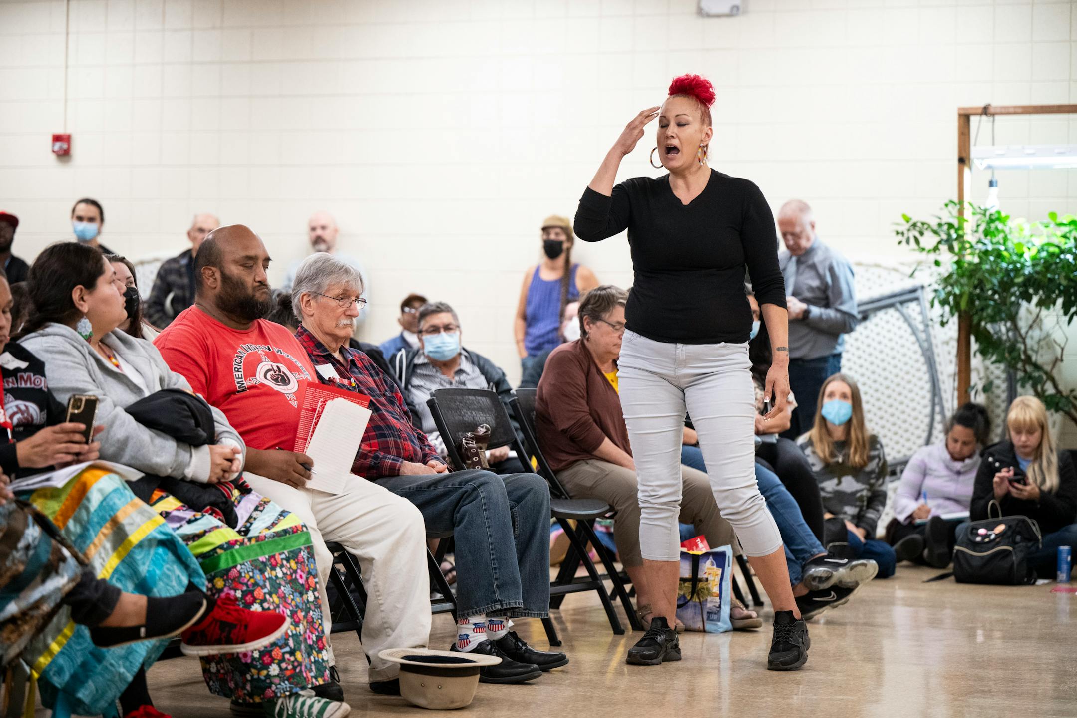 Nichole Nalewaja expressed frustration toward elected officials as she cut off Minnesota Rep. Aisha Gomez (DFL) during a community meeting.