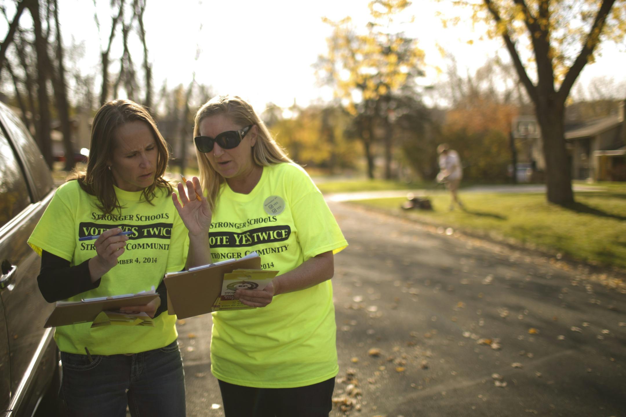 Vote Yes for EP Schools co-chair Renee Rushdy, left, and volunteer Kelly Hedlund discussed who would knock on what doors as they canvassed on Park Terrace Dr. in Eden Prairie Sunday afternoon. ] JEFF WHEELER ‚Ä¢ jeff.wheeler@startribune.com Eden Prairie Public Schools is getting ready to ask voters to approve one of the biggest operating levy increases in the state. If they get it, at best, they'll be able to stabilize finances. A parents group, Vote Yes for EP Schools, organize