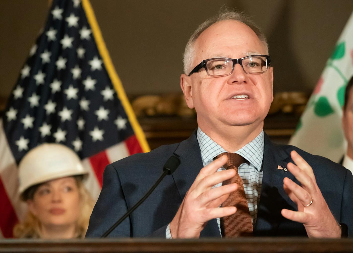 Gov. Tim Walz and Lieutenant Gov. Peggy Flanagan held a news conference Monday to announce energy and climate policy initiatives.