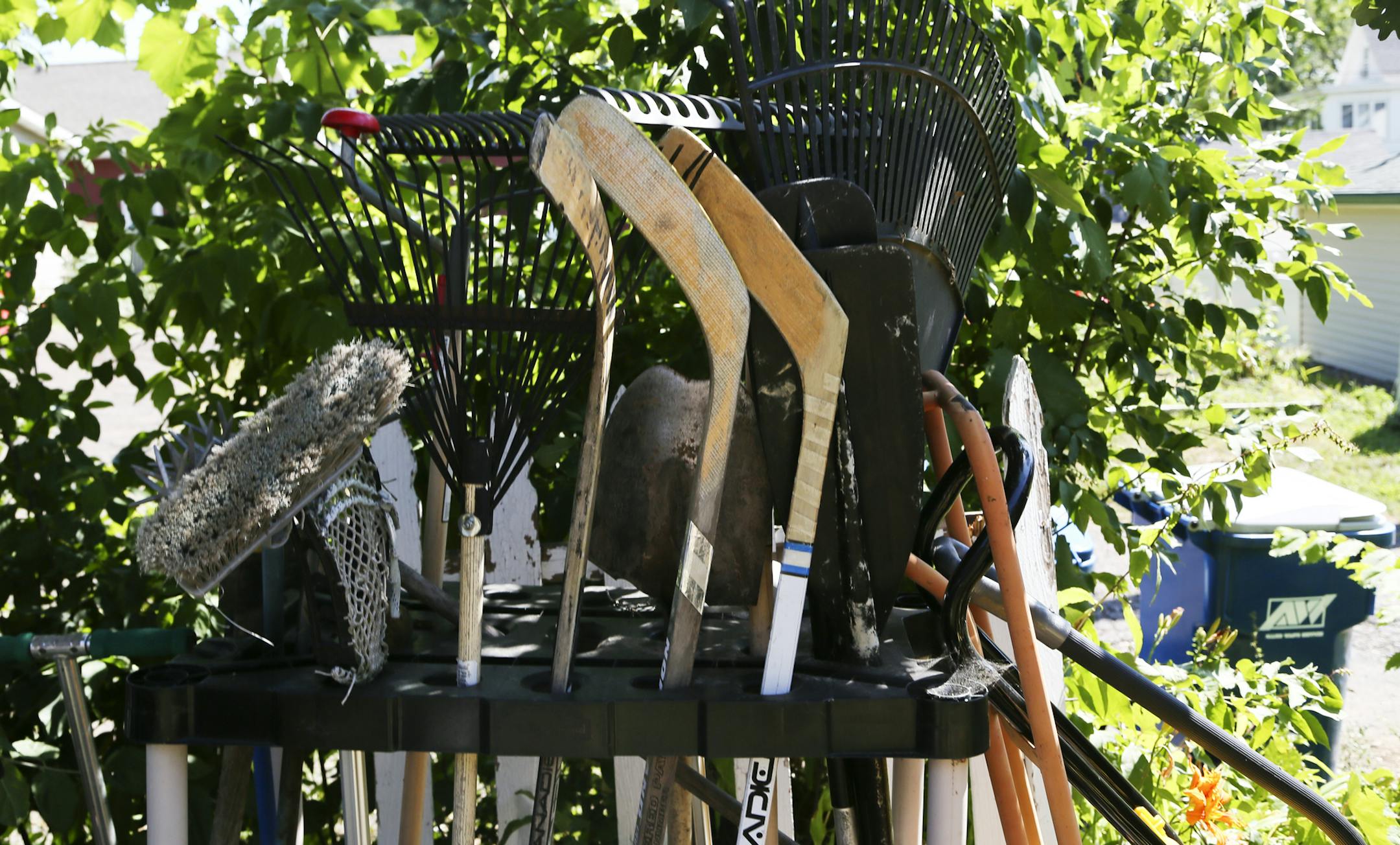 Wally Ellenson is a two-sports star at the U of M in basketball and track and sometimes the tools for work and play get shuffled together at the Ellenson home Saturday, Aug. 17, 2013, in Rice Lake, WI. ](DAVID JOLES/STARTRIBUNE) djoles@startribune.com Gophers basketball player Wally Ellenson comes from a basketball family, or rather a sports family. Wally, a sophomore at the U of M, has siblings who all play hoops: Brother Ellwood is heading to Bemidji State, underclassman brother Henry is alrea