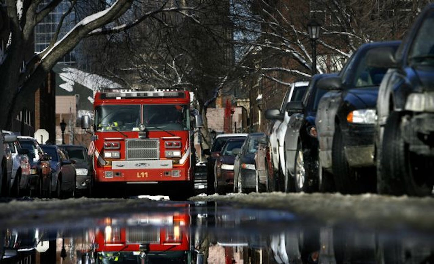 A fire truck on Stevens Avenue in Minneapolis.