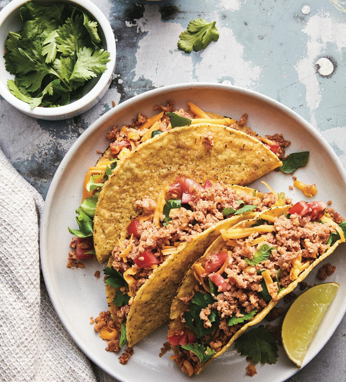 Walnut-Cauloflower Ground Beef from "Planted Based Meats" by Robin Asbell. Photographs Copyright &#xa9; 2018 David Paul Schmit&#x201d;