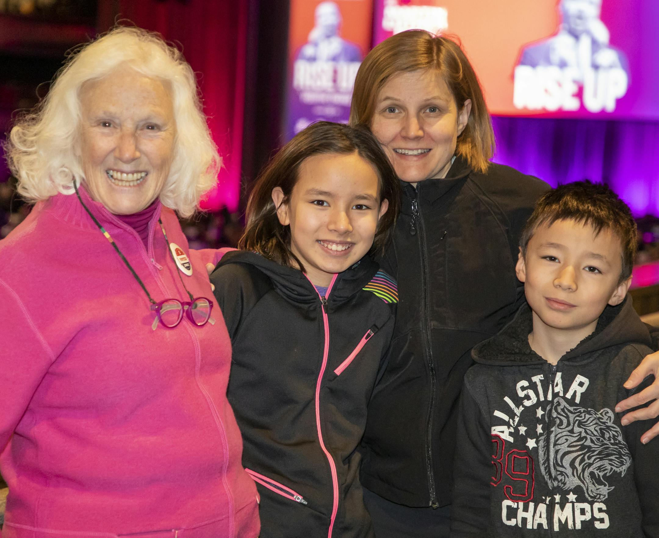 Meg Forney with Sophia, Kirsten and Andrew Ma at the 2020 Dr. Martin Luther King Jr. Holiday Breakfast. [ Special to Star Tribune, photo by Matt Blewett, Matte B Photography, matt@mattebphoto.com, 2020 Dr. Martin Luther King Jr. Holiday Breakfast, The Armory, Minneapolis, Minnesota, SAXO 1010220594 FACE012620 Meg said she was on the Park Board (Minnepaolis?)
Kiersten Ma is the mom.