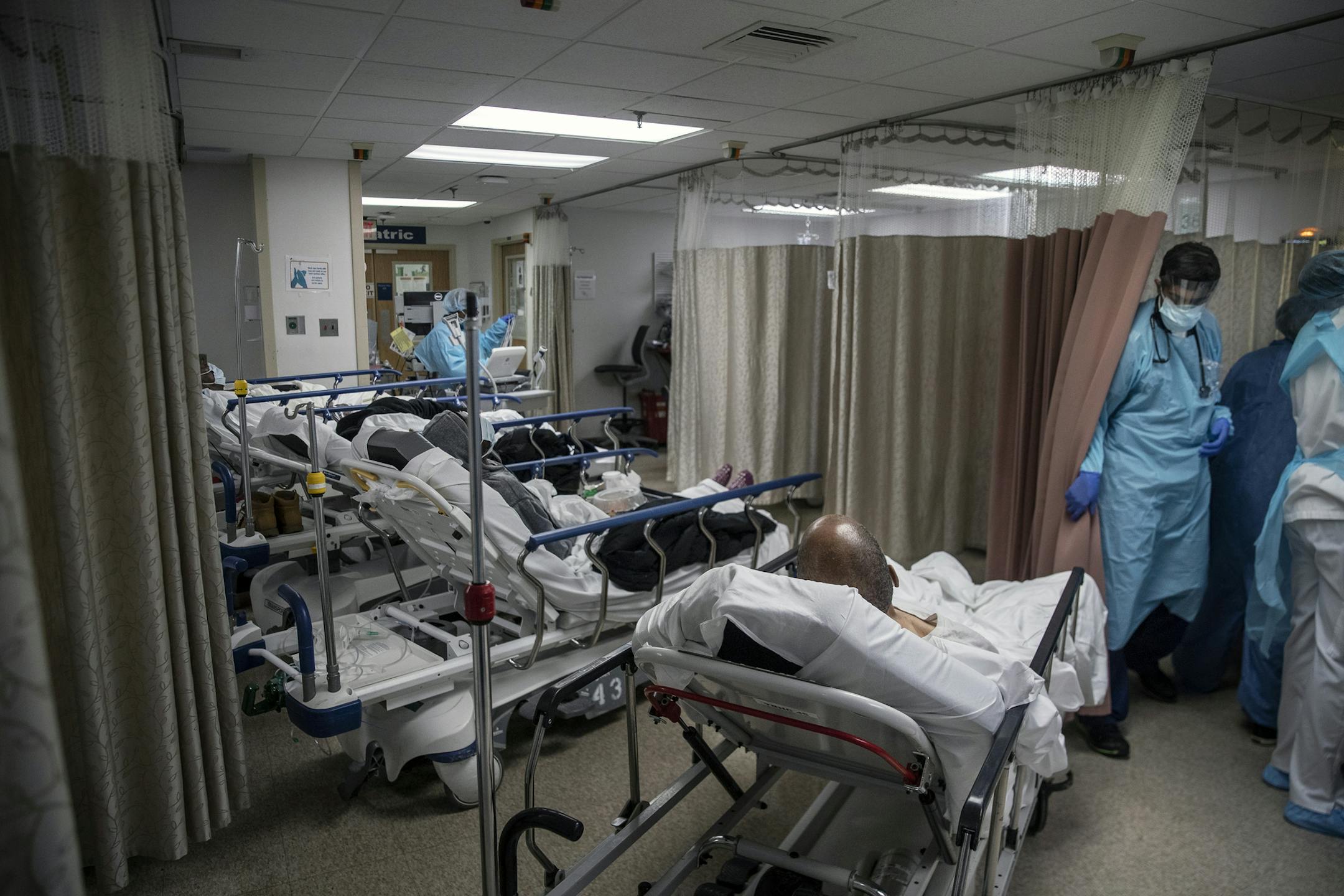A designated area for patients suspected of having the novel coronavirus at Brooklyn Hospital Center in New York on Monday, March 23, 2020. Test kits and protective gear have been in short supply, doctors are falling sick and every day gets more difficult. But the staff keeps showing up. (Victor J. Blue/The New York Times)
