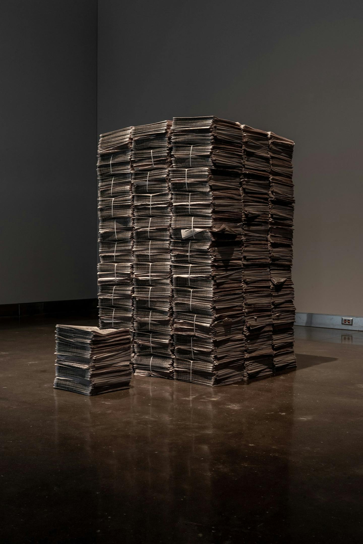 Copies of Brooks Turner's "The Legends and Myths of Ancient Minnesota," stacked at the Weisman Art Museum. Photo: Boris Oicherman