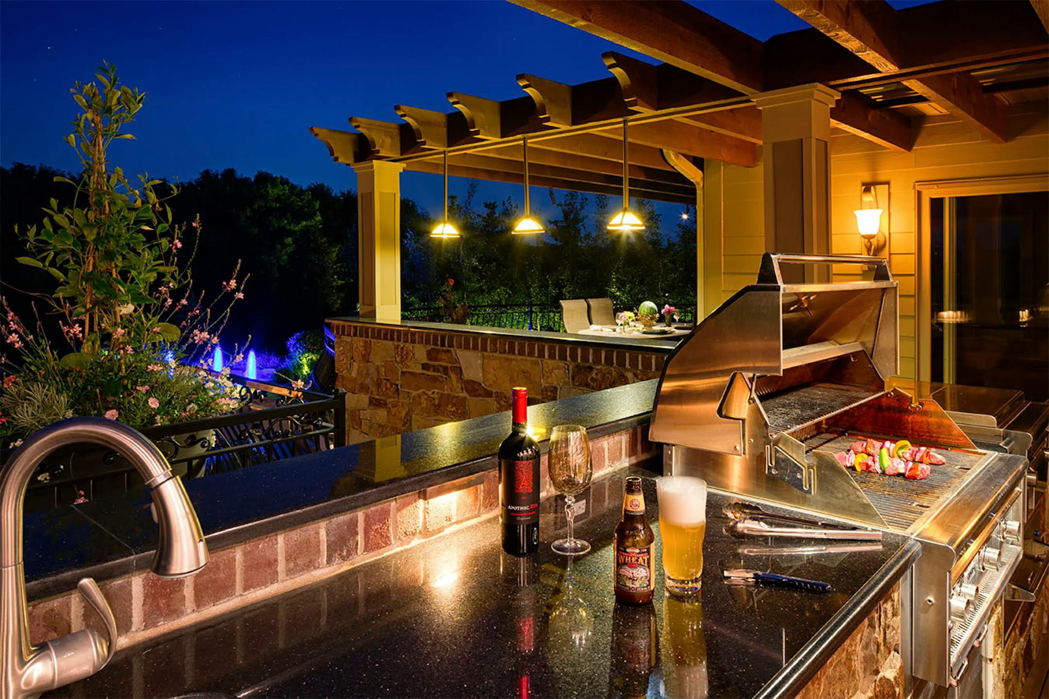 The outdoor kitchen at Kristine and Rick Moulton's home in Corcoran. The Moultons wanted to make their home a recreation destination for their two children and their friends.