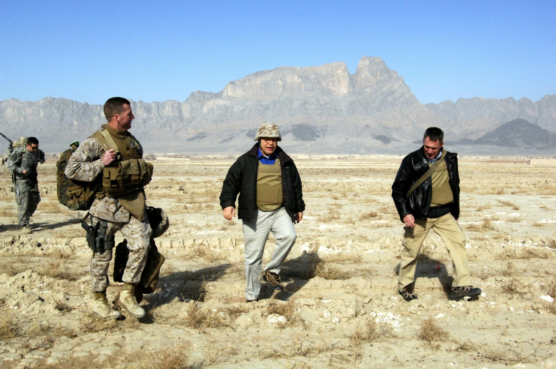 Sen. Al Franken, D-Minn., visited Afghanistan -- shown here with U.S. troops -- as well as Pakistan.