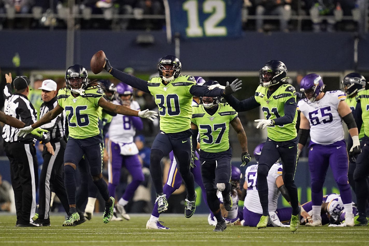 Seahawks strong safety Bradley McDougald celebrated a turnover in the third quarter.