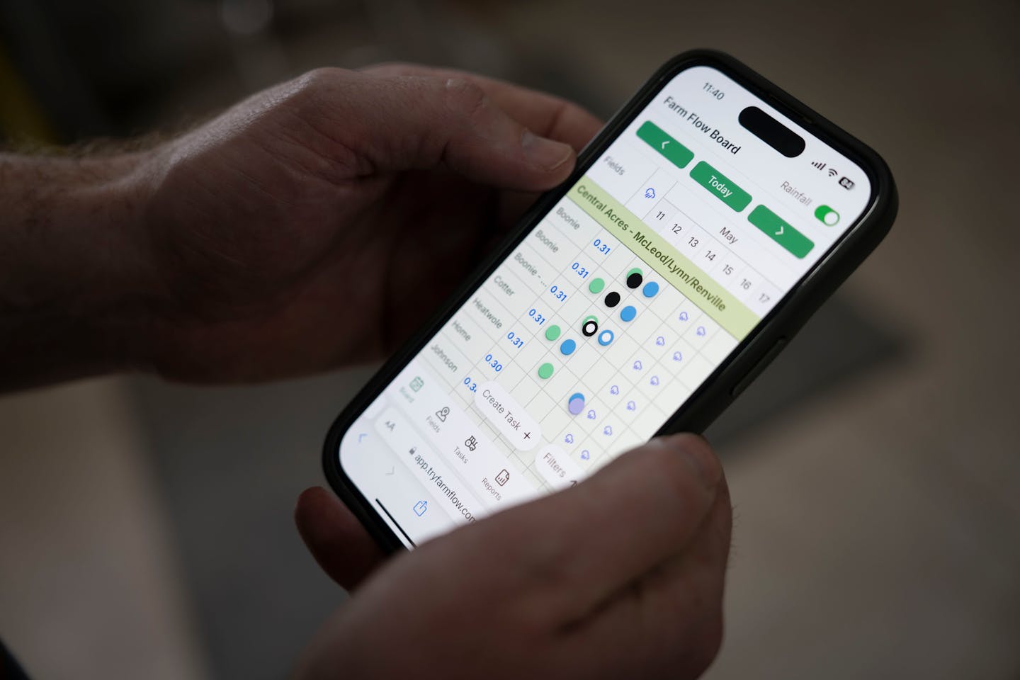 Matthew Fitzgerald demonstrates use of his farming organization app, Farm Flow