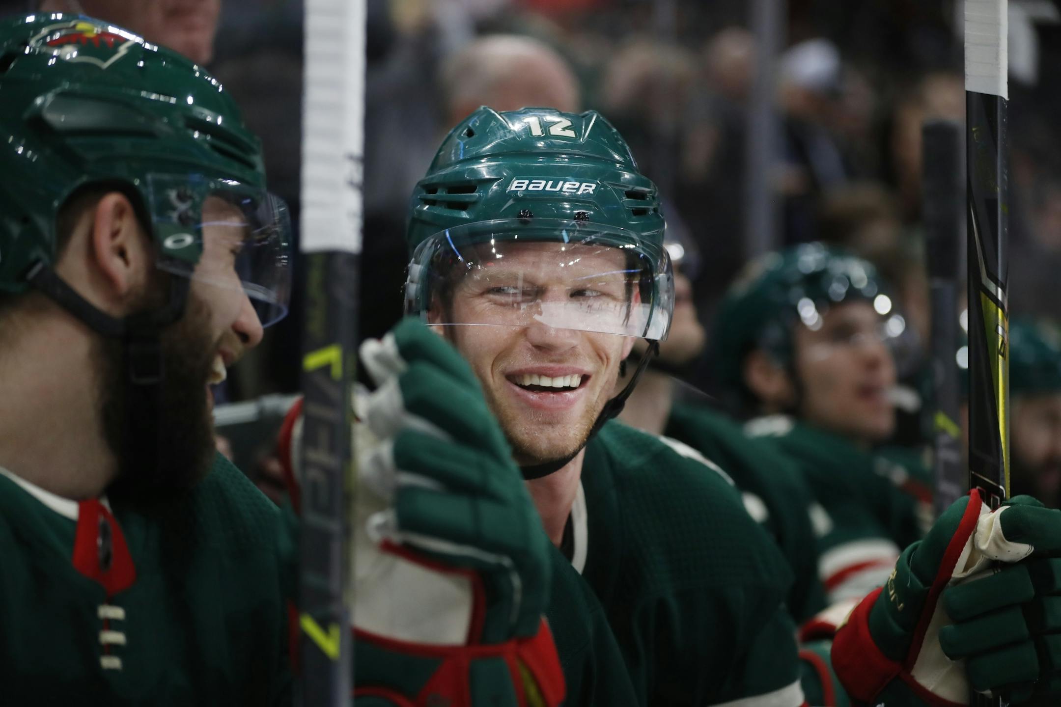 Eric Staal(12) ended up with hat trick for the Wild.