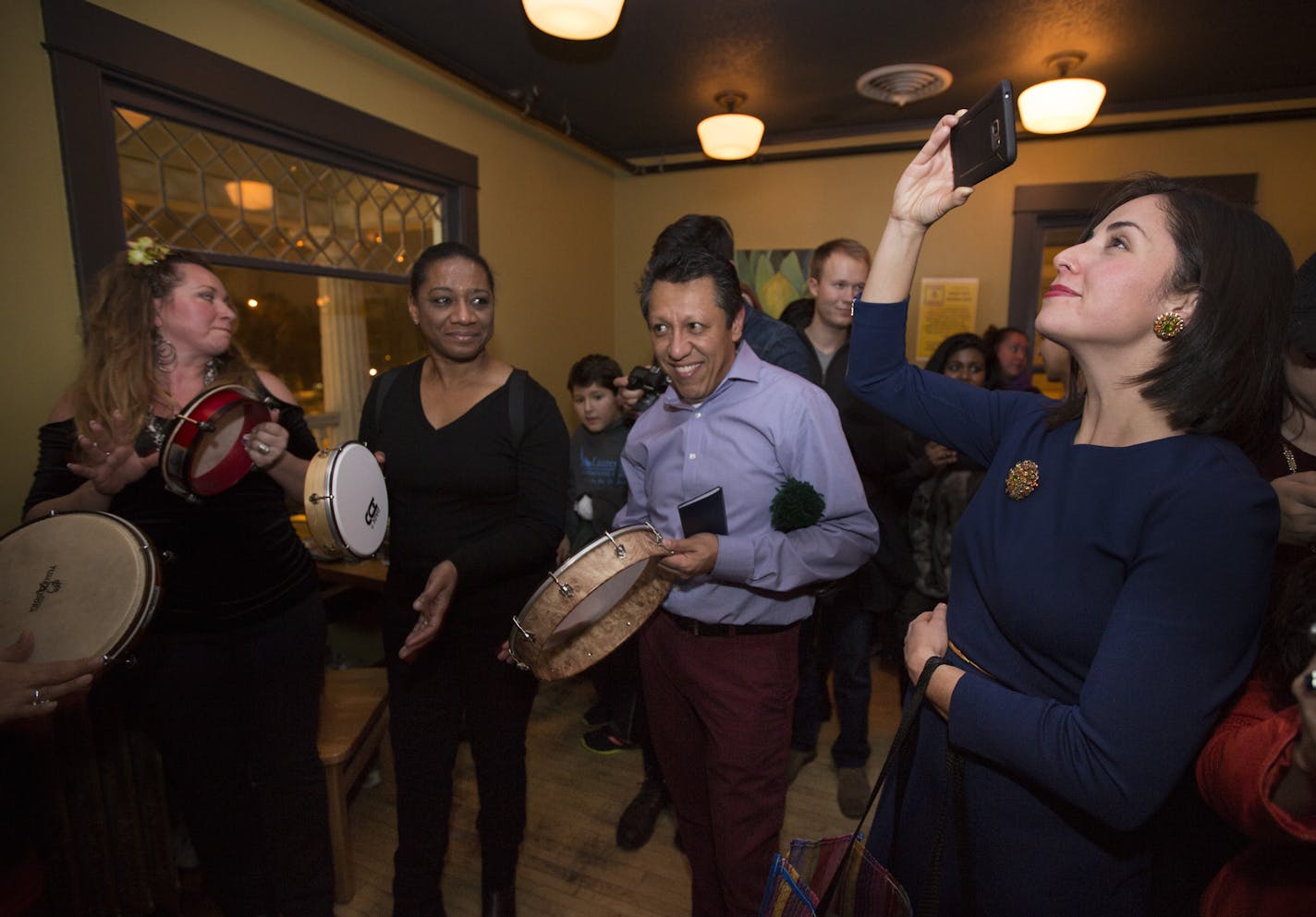 Minneapolis City Council member Alondra Cano took a picture of people singing she later tweeted at a launch of a new podcast called Latina Theory at Nico's on Wednesday, January 6, 2015, in Minneapolis, Minn. ] RENEE JONES SCHNEIDER &#x2022; reneejones@startribune.com