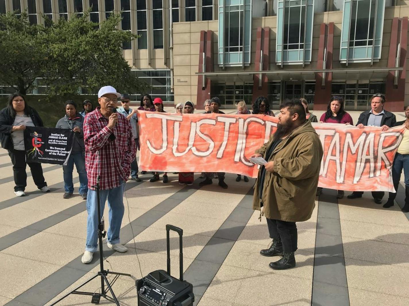 Jamar Clark's father, James Clark, addressed the media Monday evening at a press conference calling on the city to award $20 million to the family -- the same amount awarded to Justine Ruszczyk Damond.