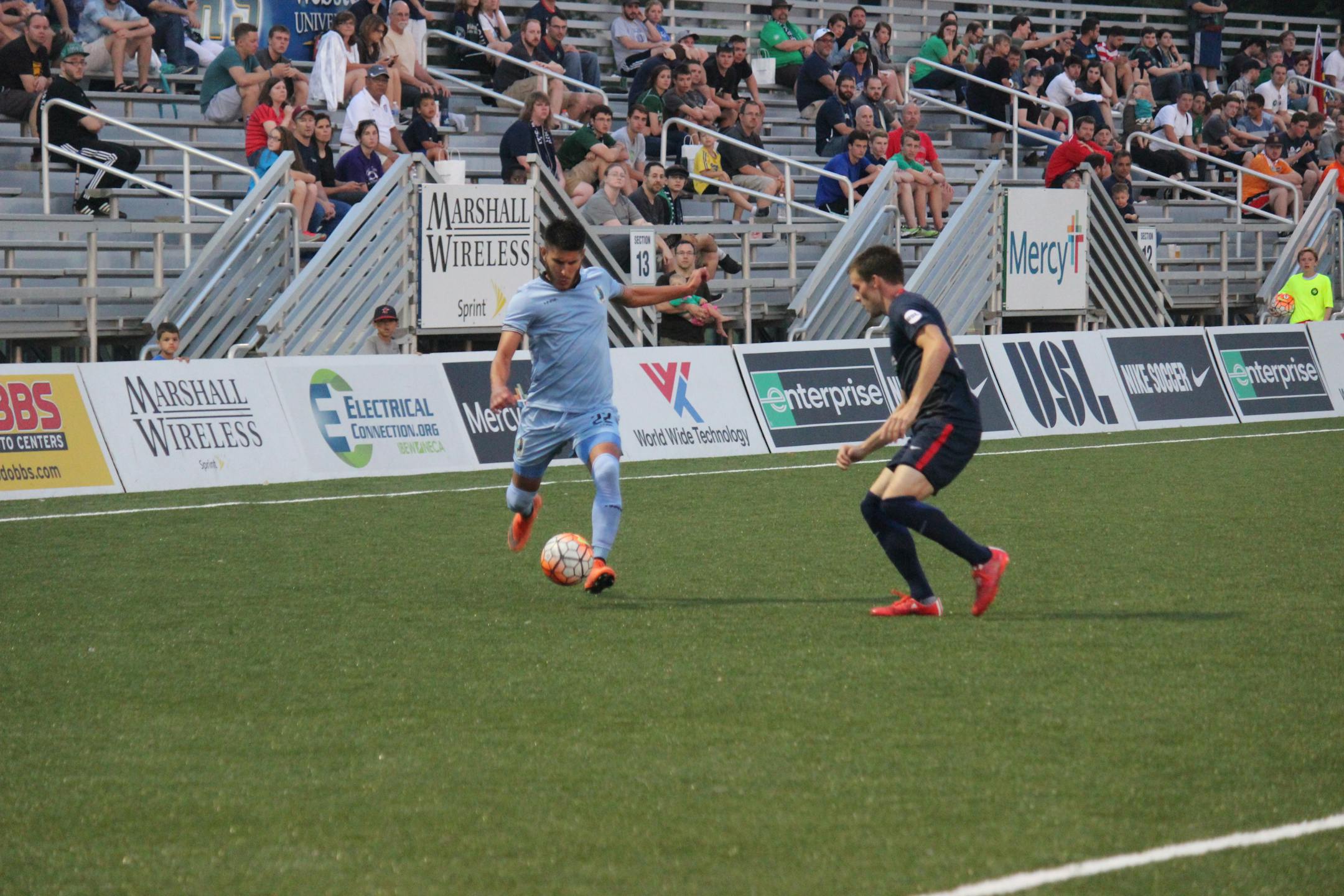 The United used late goals Wednesday night to defeat Saint Louis. In the next round, United will host Sporting Kansas City of Major League Soccer on June 15 in Blaine.