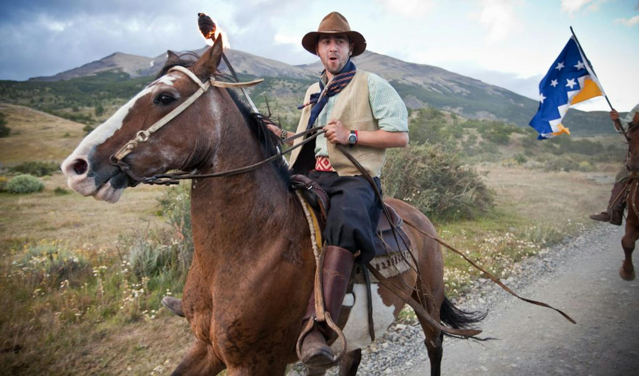 A gaucho escorted the caravan of racers, media and Wegner Patagonian Expedition Race staff in Chile's Torres Del Paine National Park.