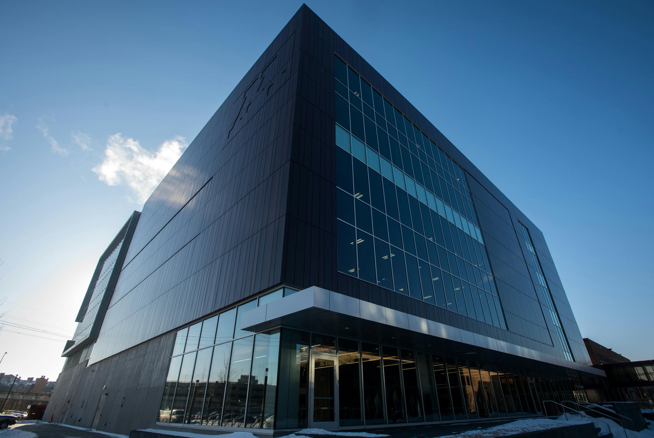 The Land O'Lakes Center for Excellence as seen from the courtyard. ] AARON LAVINSKY &#x2022; aaron.lavinsky@startribune.com Exterior photos of the University of Minnesota's new athletes village photographed Tuesday, Jan. 16, 2018 in Minneapolis, Minn.