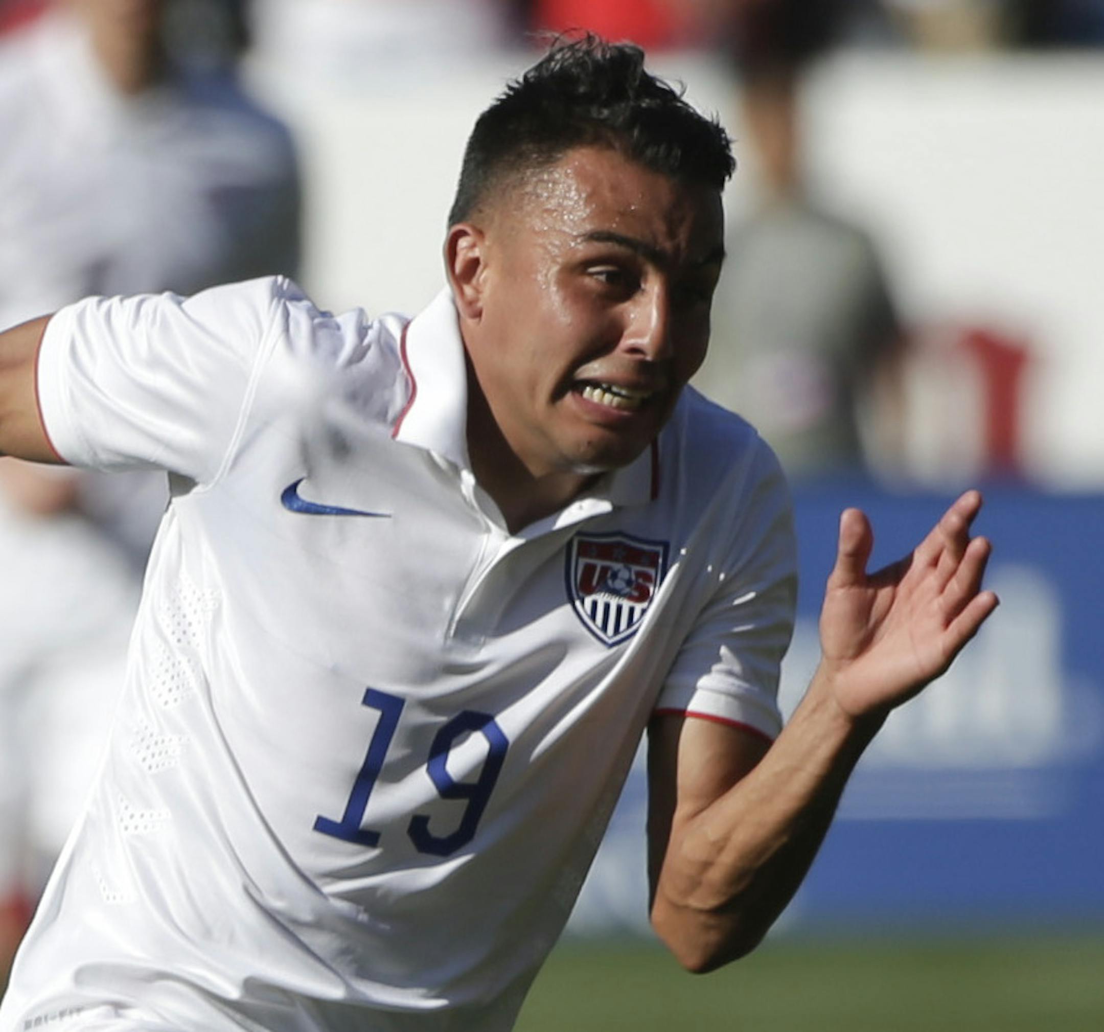 United States&#xed; Miguel Ibarra chases the ball during the second half of a friendly soccer match against Panama, Sunday, Feb. 8, 2015, in Carson, Calif. USA won 2-0. (AP Photo/Jae C. Hong) ORG XMIT: NYOTK