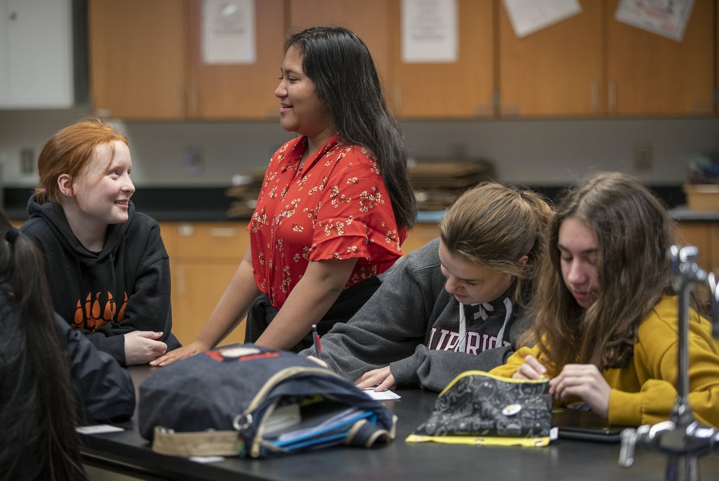 Many White Bear Lake North High School students work in rooms that do not have windows, Monday, October 21, 2019 in White Bear Lake, MN.