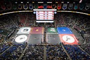 The Xcel Energy Center was set up Thursday for the wrestling state championships. Next week it will be back to hockey.