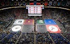 The Xcel Energy Center was set up Thursday for the wrestling state championships. Next week it will be back to hockey.