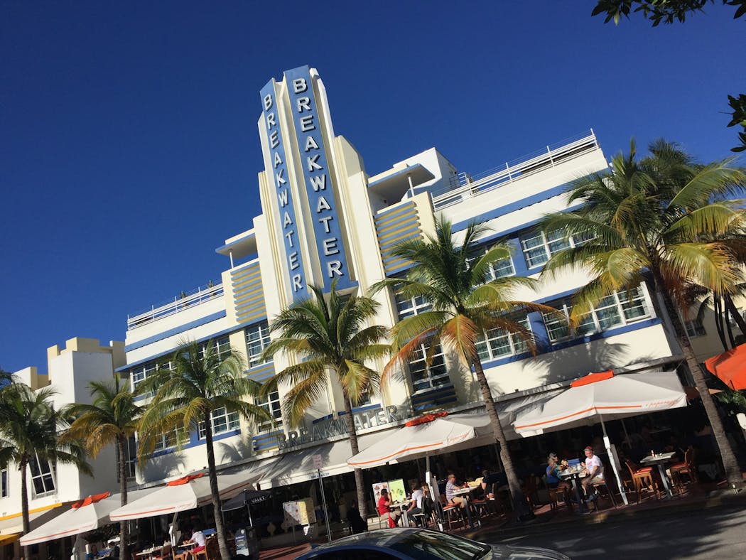 The Breakwater Hotel on Ocean Drive in Miami Beach.