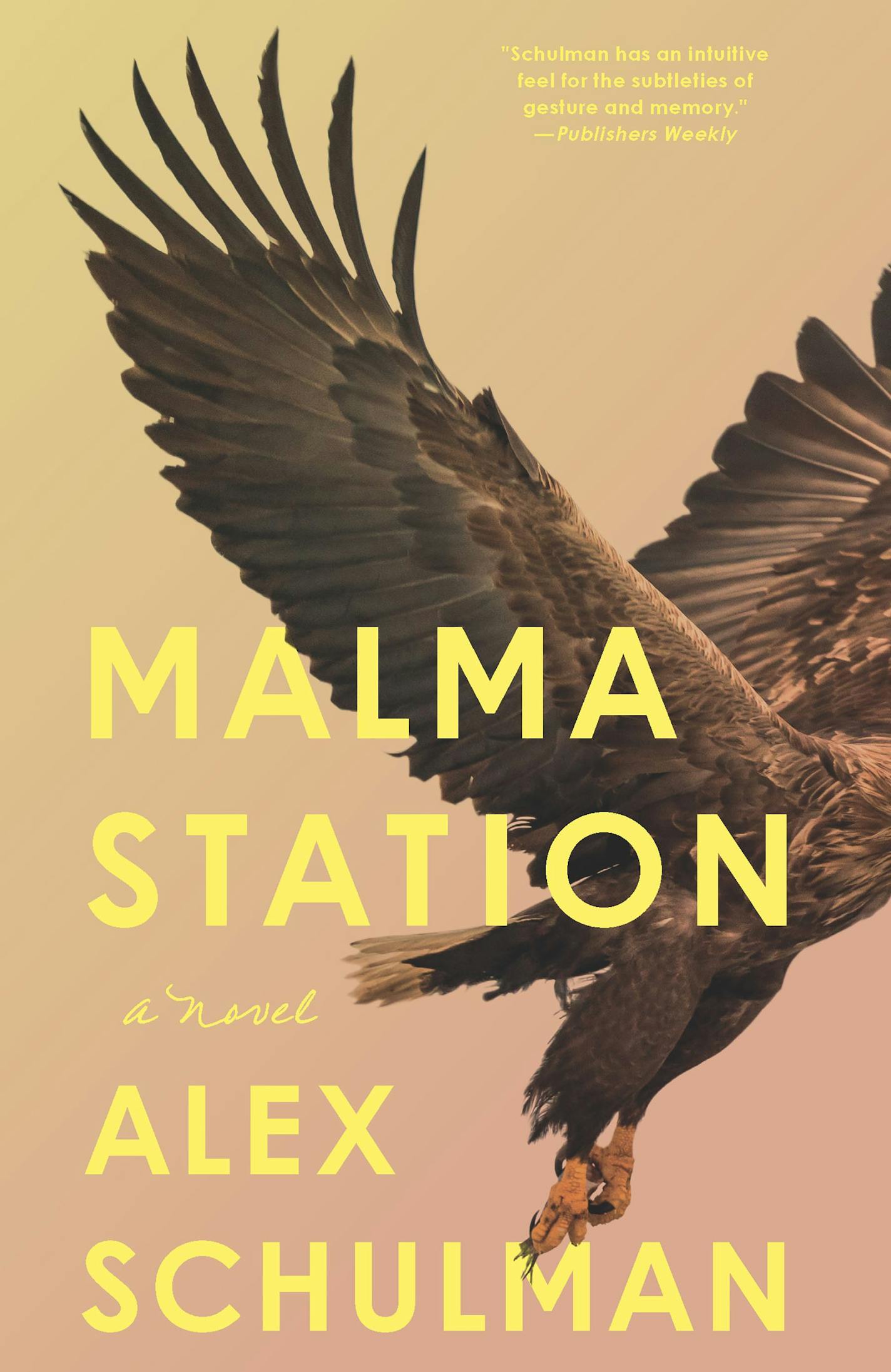 cover of Malma Station features an image of the back 2/3 or an eagle in flight