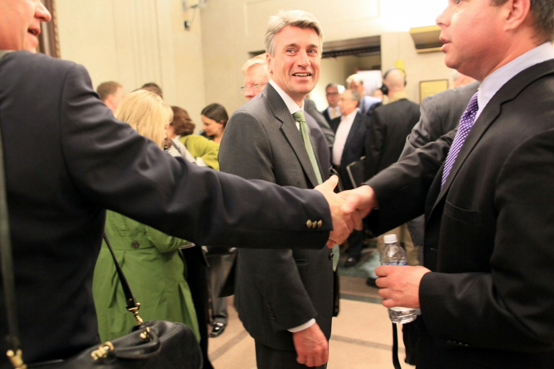 Minneapolis Mayor R.T. Rybak smiled after the Vikings' stadium bill passed a House hearing on Monday night.