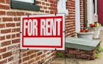 Red For Rent sign closeup against brick building. (Credit: Getty Images/iStockphoto) ORG XMIT: MIN1801191410370364