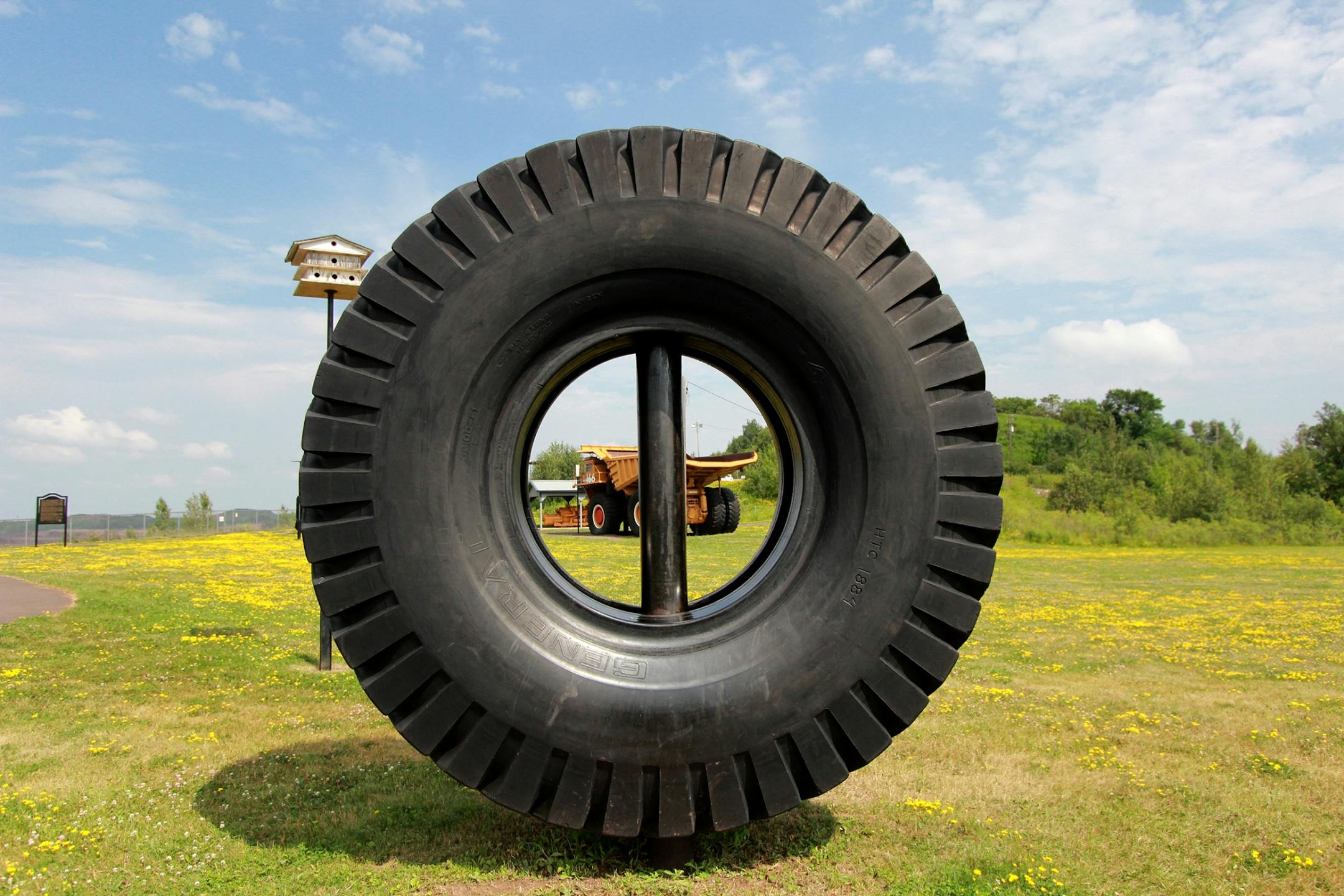 A 12-foot truck tire is on display at the Hull-Rust-Mahoning mineview in Hibbing.