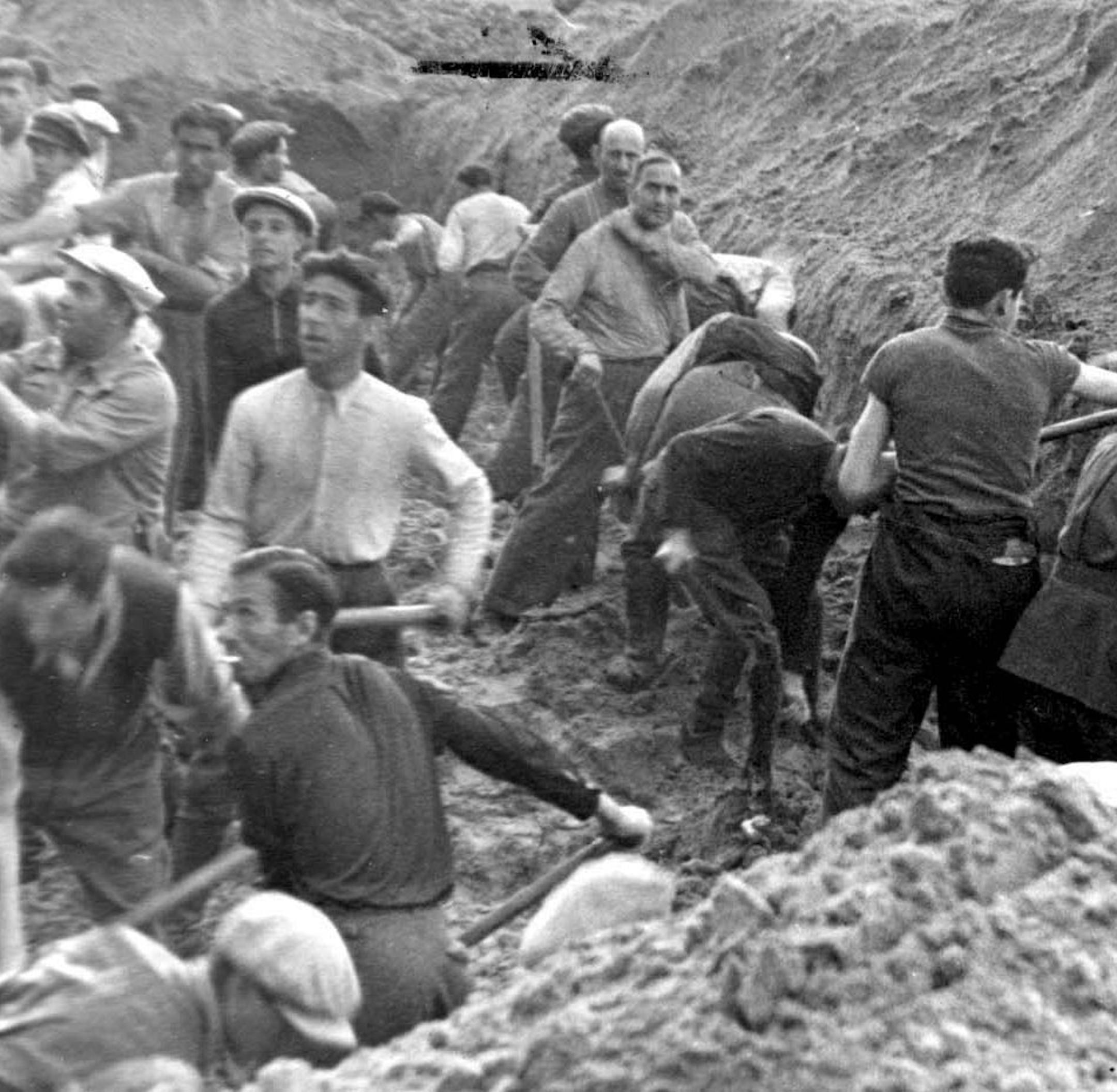 Ponary, Poland, Jews digging a trench in which they were later buried, after being shot
Yad Vashem via PBS