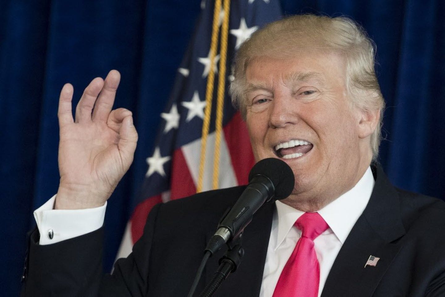 Republican presidential candidate Donald Trump speaks during a news conference at Trump National Doral, Wednesday, July 27, 2016, in Miami, Fla.