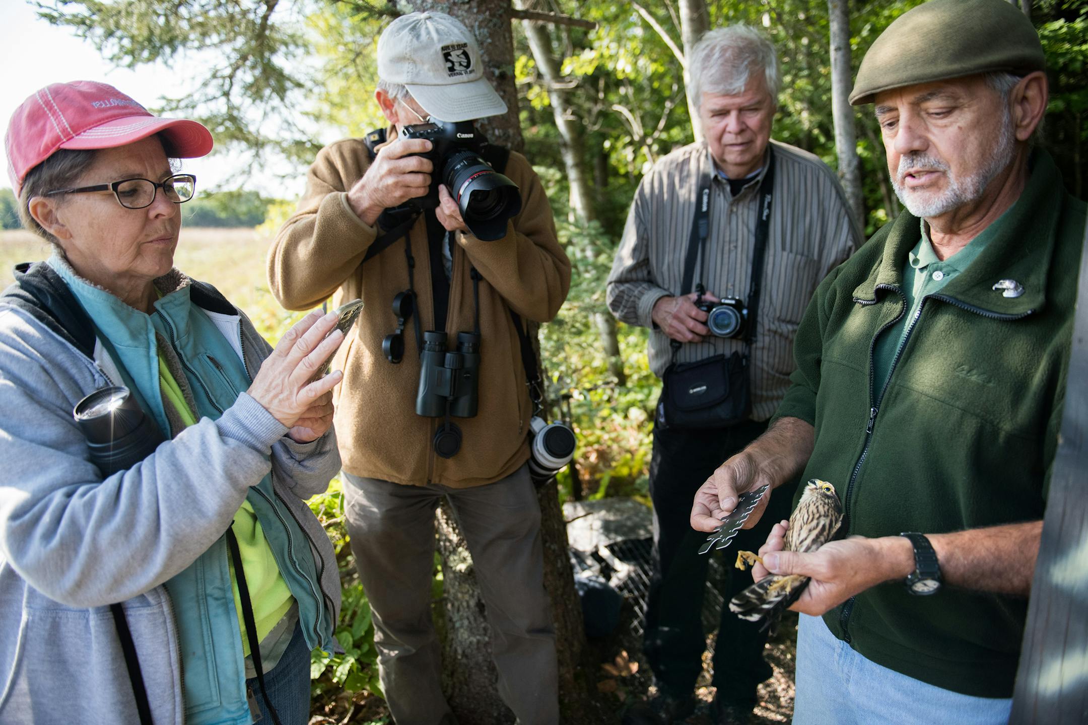 Frank Taylor gave guests a lesson in bird biology during a mist-netting and banding session in 2017 on the North Shore.