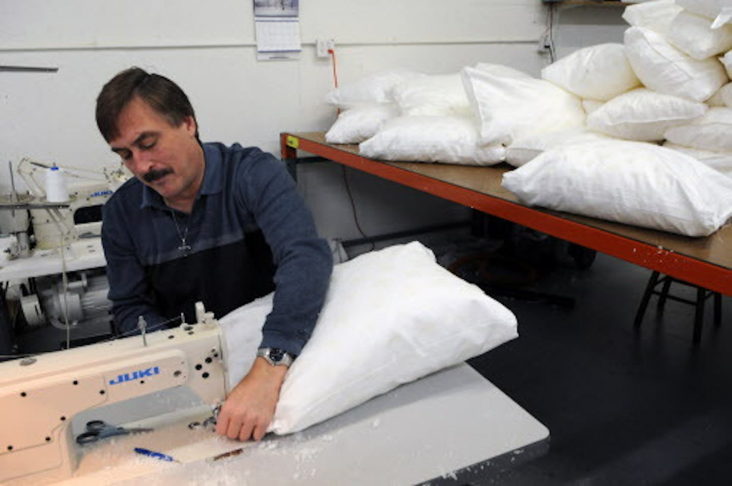 Richard Sennott@startribune.com ] Carver, Mn Monday 12/27/10 Mike Lindell, president of My Pillow with some of the pillows that are ready to ship.