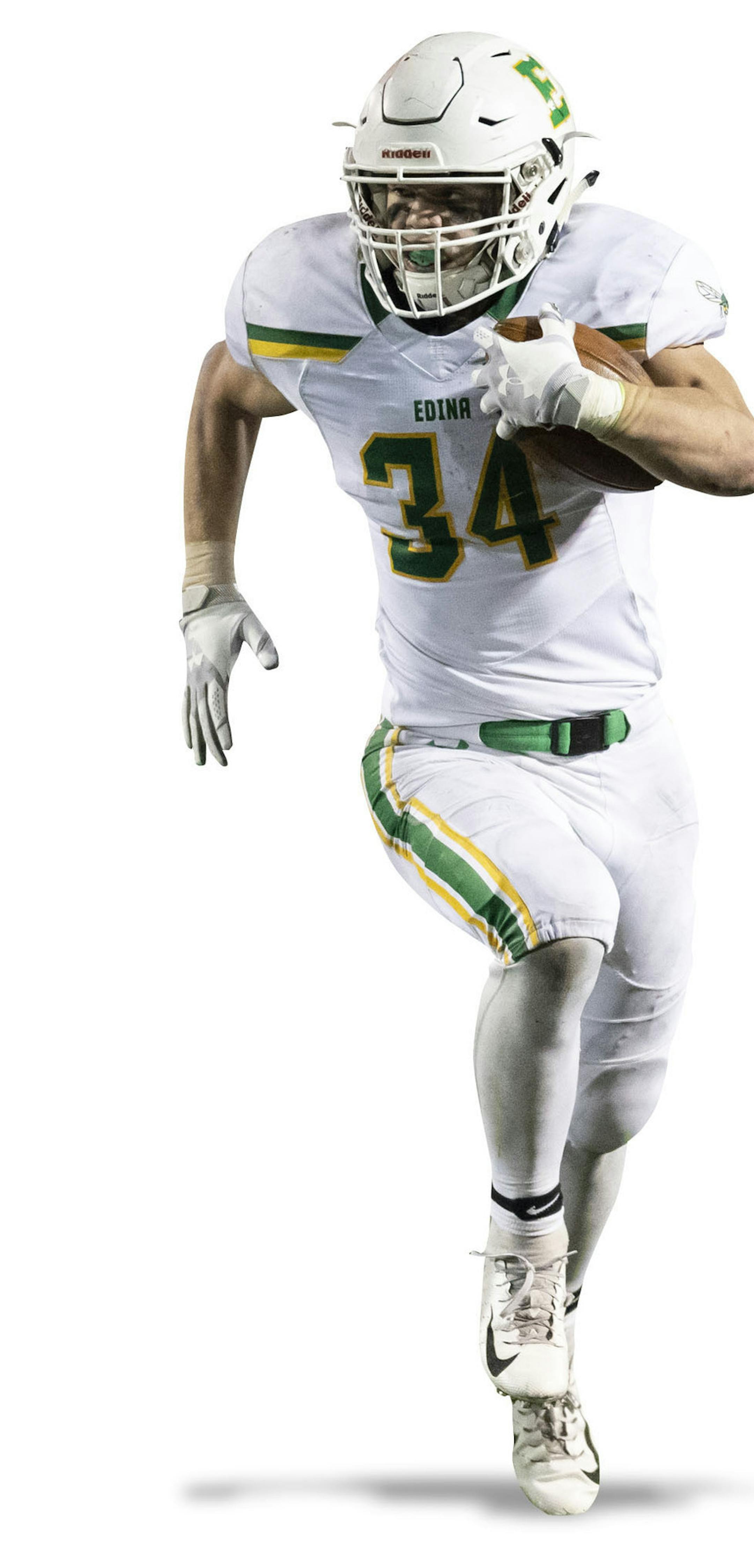 Edina Matt Cavanagh (34) rushed for 32 yards in a play in the third quarter. ] RENEE JONES SCHNEIDER • renee.jones@startribune.com Eden Prairie Hosted Edina for the last regular season game at Eden Prairie High School in Eden Prairie, Minn., on Wednesday, October 17, 2018. ORG XMIT: MIN1810172149432086