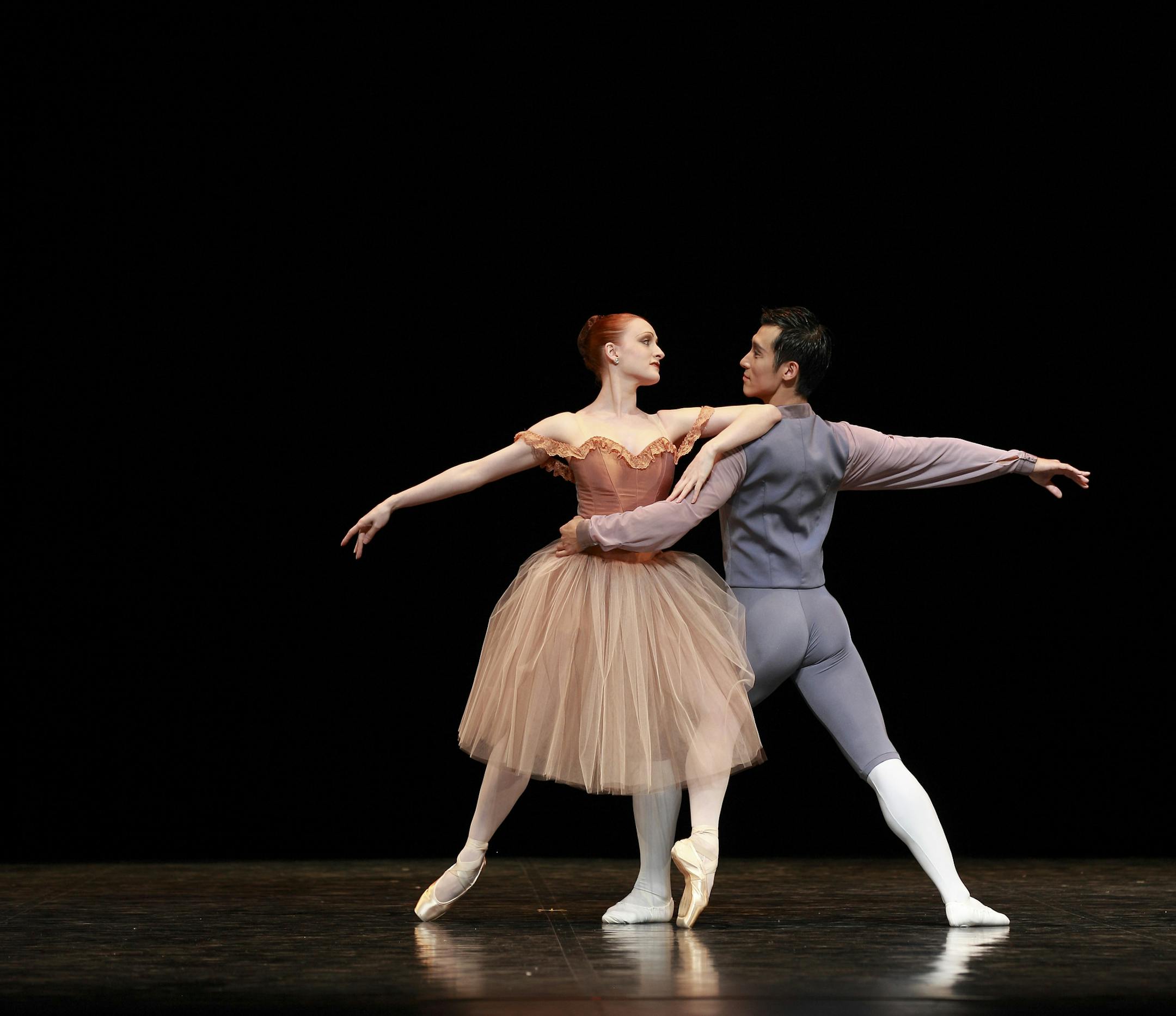 An undated handout photo of principal guest artist Gillian Murphy, the fiance of Ethan Stiefel, the artistic director of the Royal New Zealand Ballet, and Qi Huan, in the ballet's performance of "28 Variations on a Theme by Paganini" in 2012. Stiefel is aiming to internationalize the company and update its repertory, acquiring works from Larry Keigwin and Millepied while holding onto the classics. (Evan Li via The New York Times) -- NO SALES; FOR EDITORIAL USE ONLY WITH STORY SLUGGED BALLET NEW