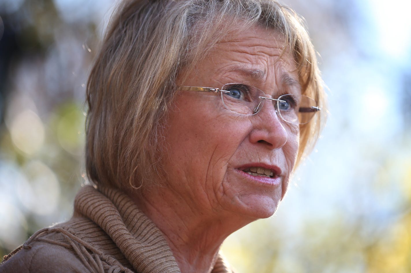 Patty Wetterling speaks to the media in St. Joseph following developments in the Jacob Wetterling case on Tuesday, November 3, 2015. ] (LEILA NAVIDI/STAR TRIBUNE) leila.navidi@startribune.com