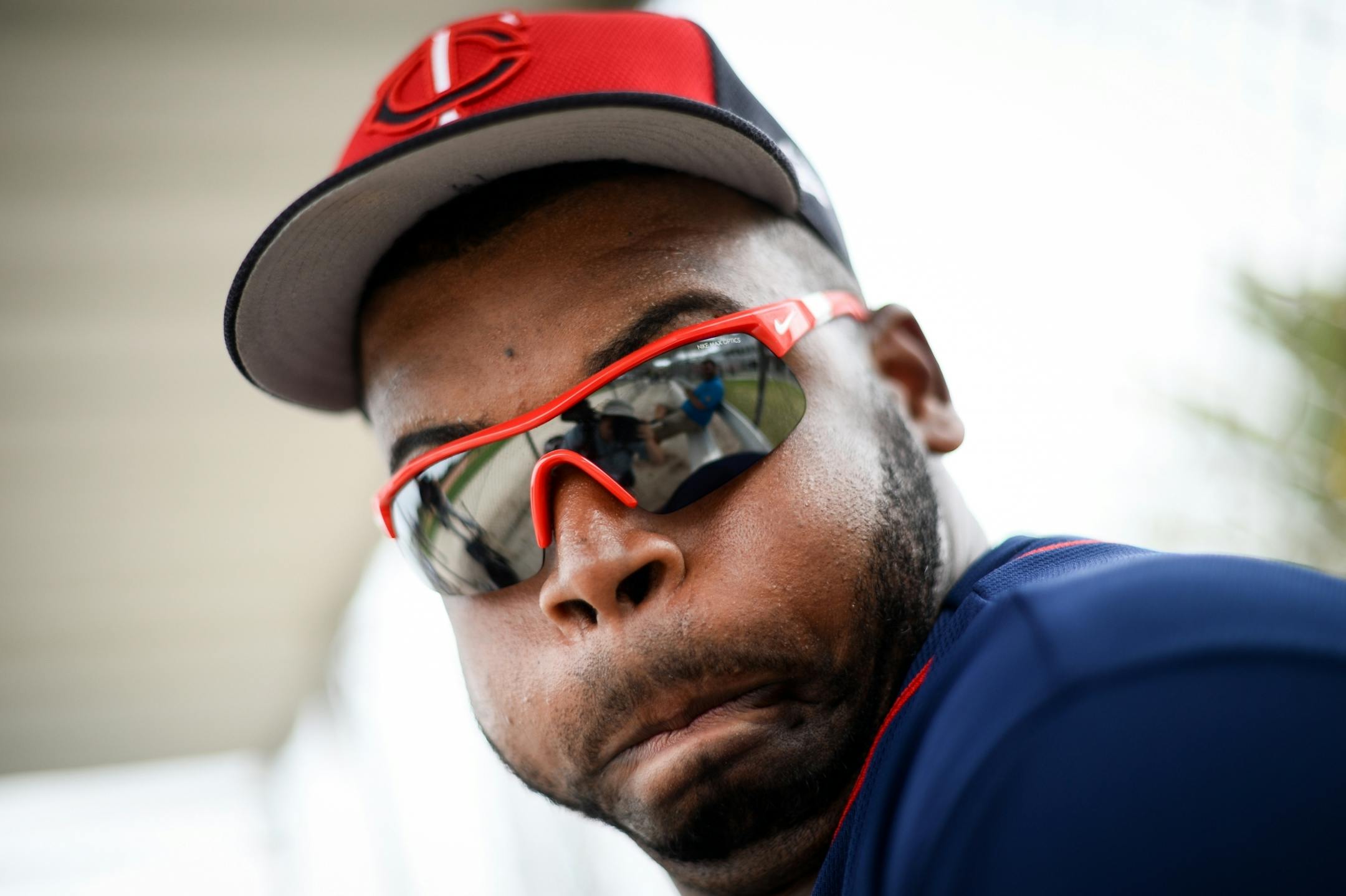 Minnesota Twins first baseman Kennys Vargas (19) made a face for the camera while taking a rest Tuesday.