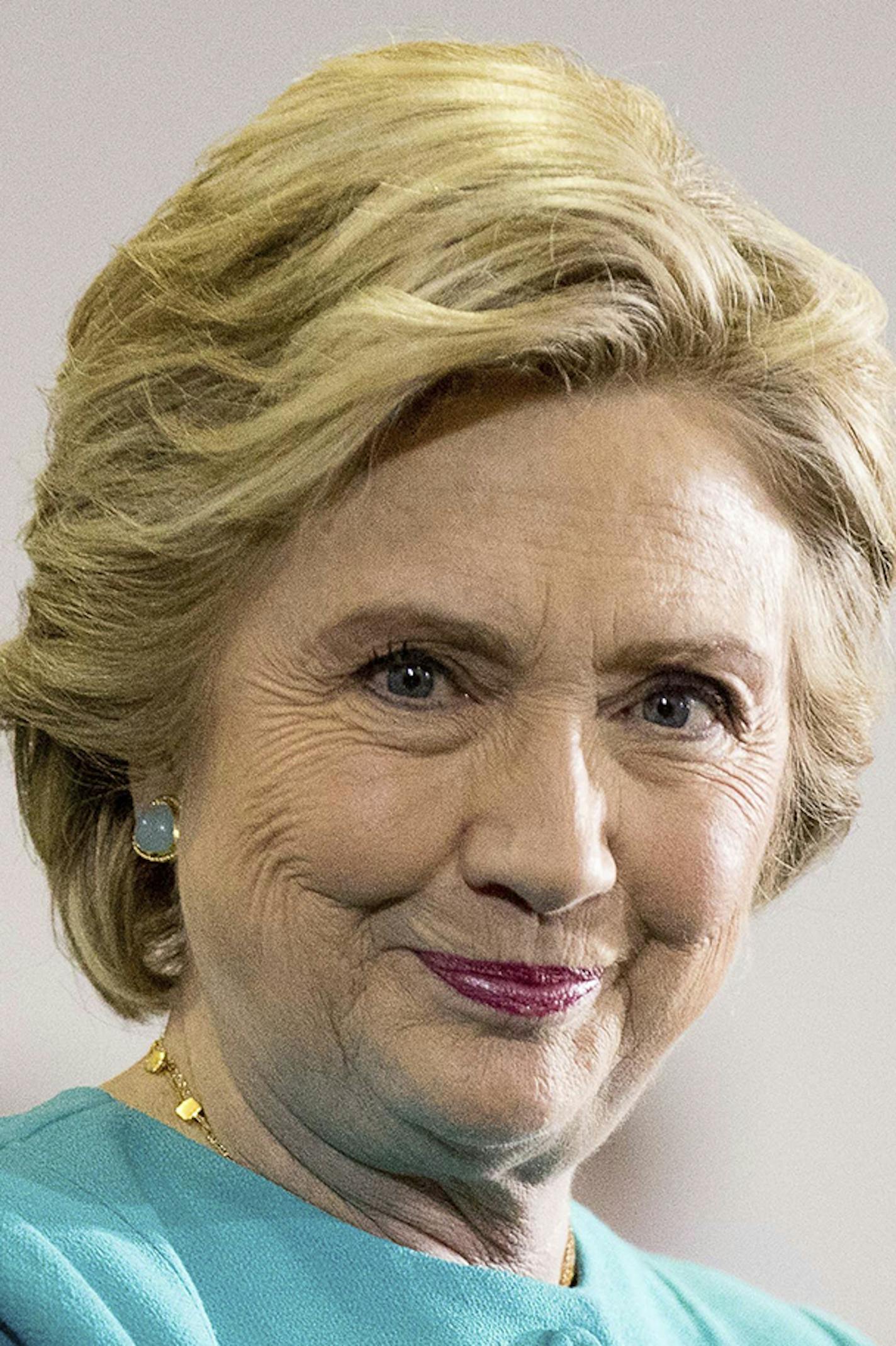 Democratic presidential candidate Hillary Clinton claps as she finishes speaking at a rally at Palm Beach State College in Lake Worth, Fla., Wednesday, Oct. 26, 2016. (AP Photo/Andrew Harnik) ORG XMIT: MIN2016102812424212