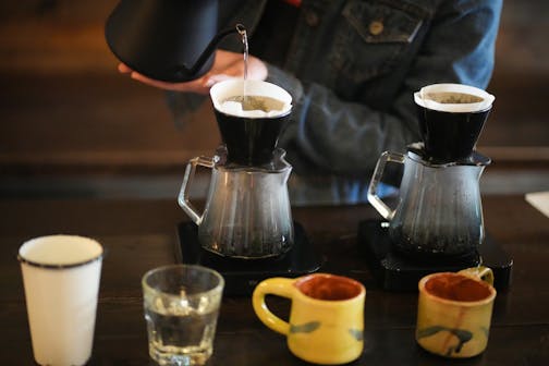 C. Hughes from Indianapolis competes in the Brewers Cup during the 2023 U.S. Coffee Championship Preliminaries at Spyhouse Coffee, in Minneapolis, Minn., on Saturday, Oct. 22, 2022.