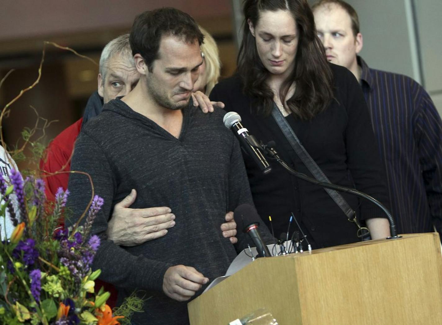 Aaron Boogaard at his brother Derek's memorial service.