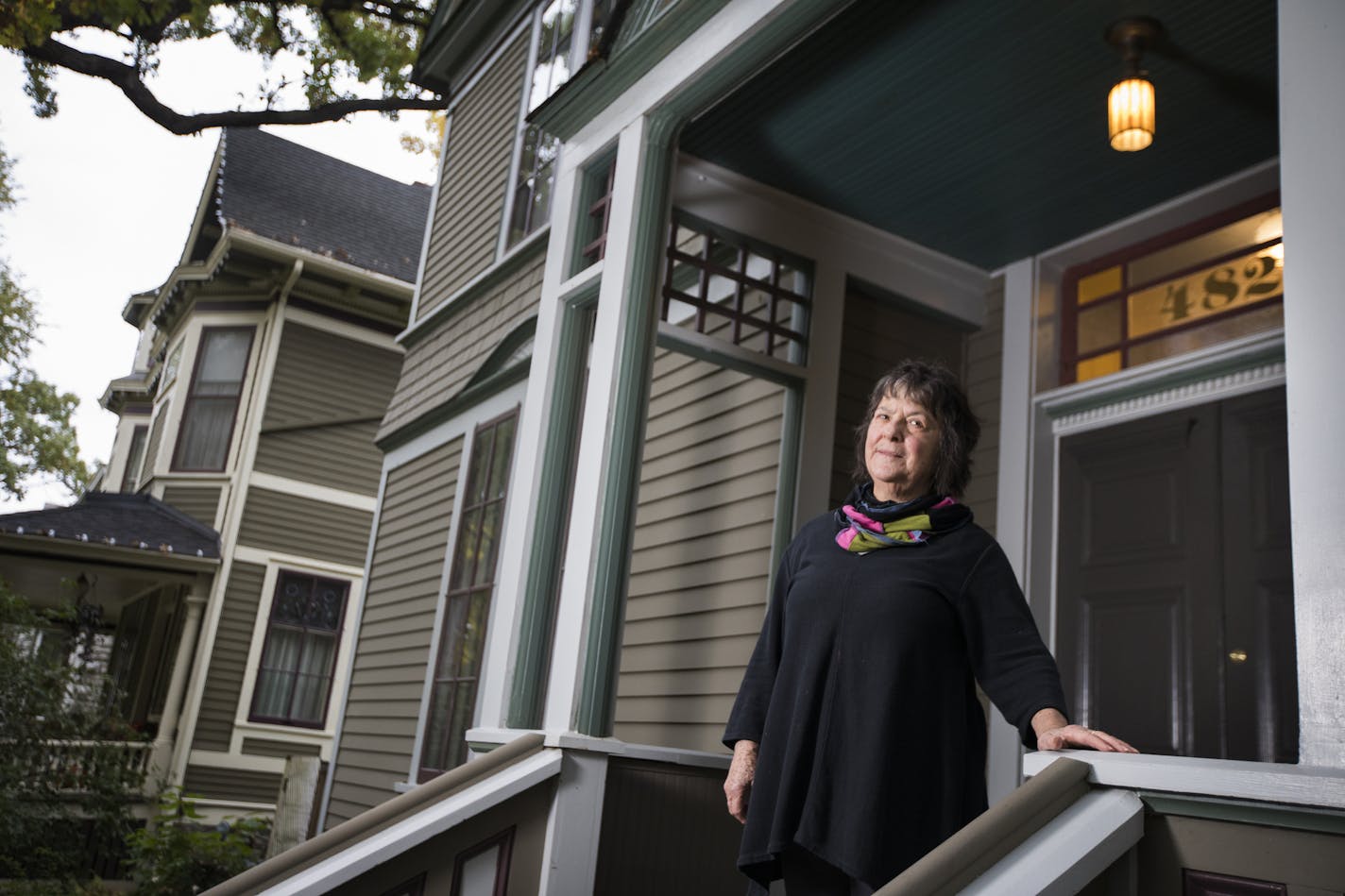 Tess Galati poses outside her home in St. Paul. ] LEILA NAVIDI &#xef; leila.navidi@startribune.com BACKGROUND INFORMATION: Tess Galati poses outside her home in St. Paul on Wednesday, October 11, 2017. Galati rents out parts of her home on Airbnb. St. Paul City Council is expected to vote on its regulations for Airbnb properties and other short-term rentals.