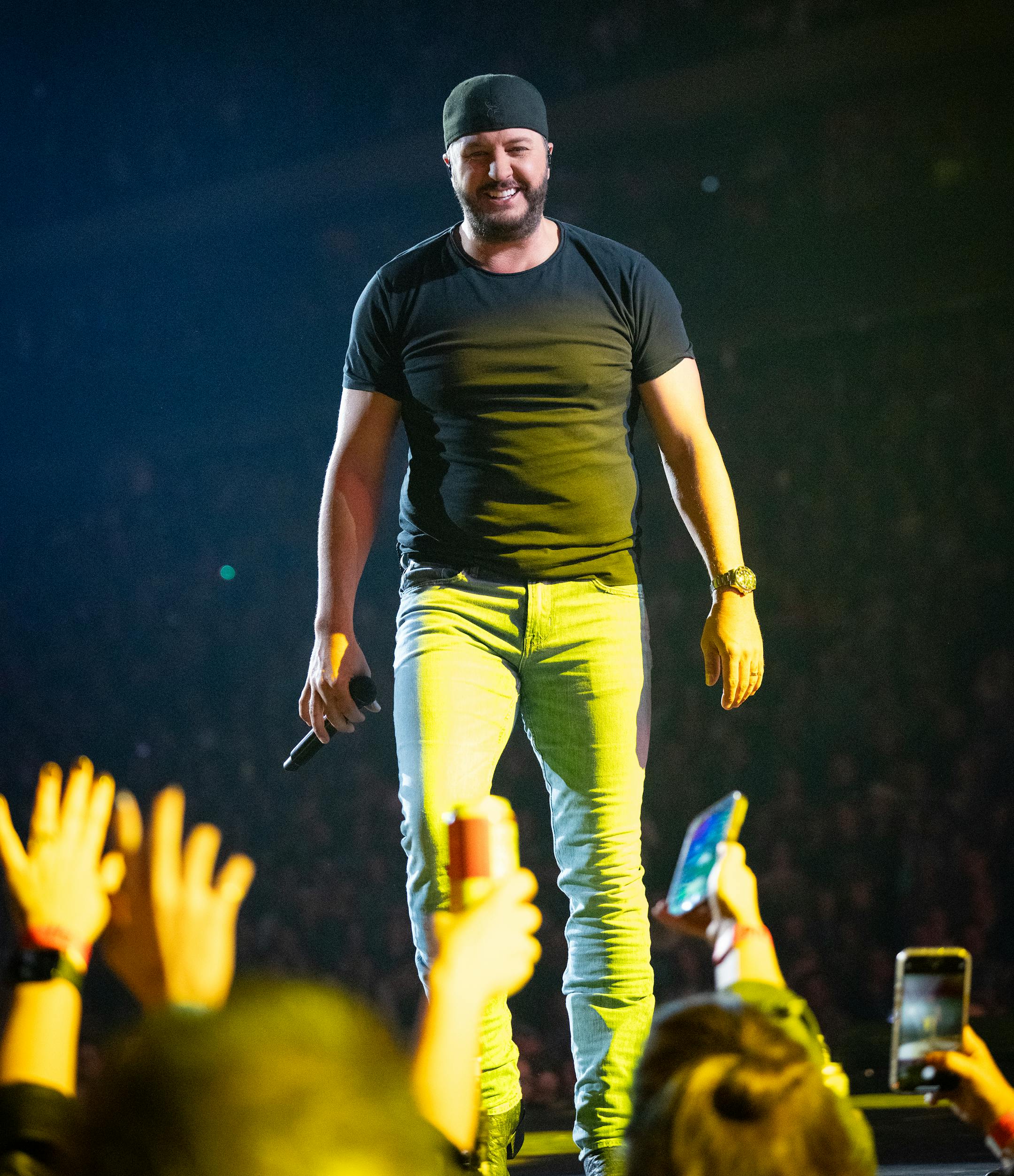 Luke Bryan performs at the Xcel Energy Center in St. Paul, Minn., on Saturday, Oct. 14, 2023.