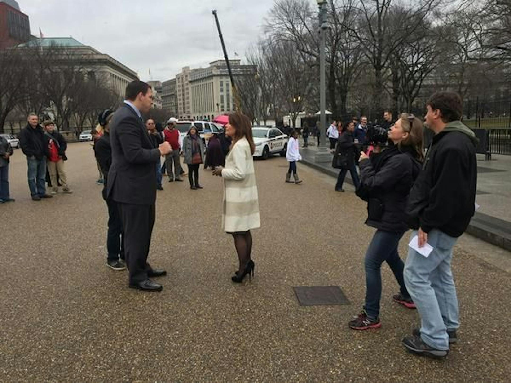 Mchele Bachmann on the set of "Sharknado 3" Wednesday in Washington, D.C.