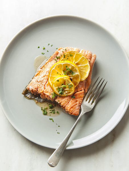 Salmon in Parchment With Browned Butter and Roast Lemon.